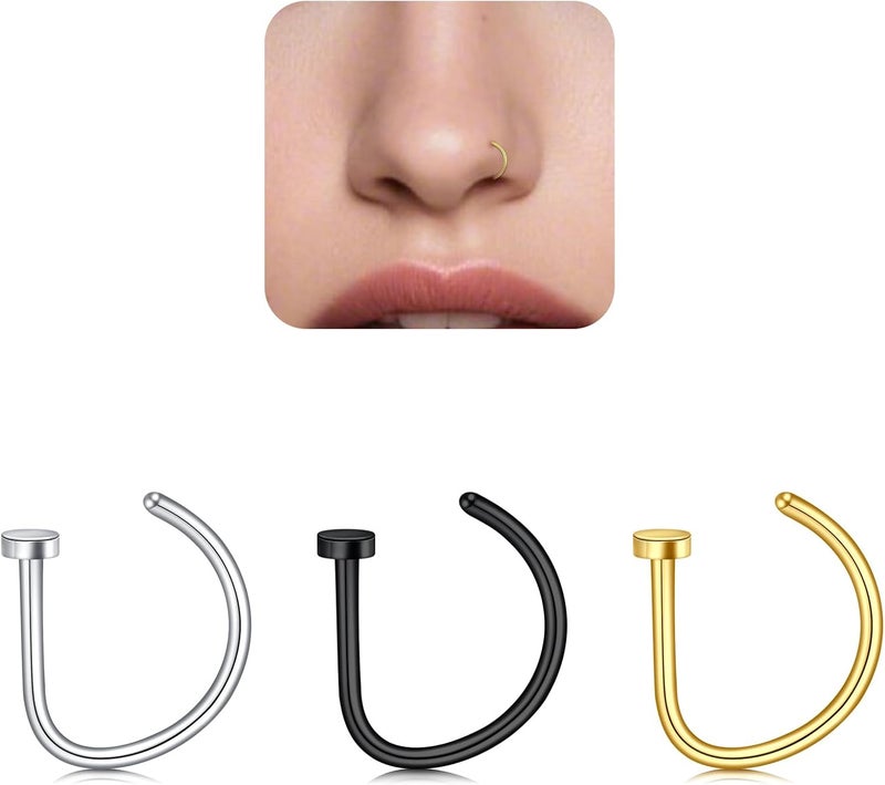 D.Bella Fake Nose Lip Ring Faux Clip on No Pierced Non Piercing Helix Cartilage Earring Ear Cuff Faux Body Piercing Jewelry for Women Men - Image 1